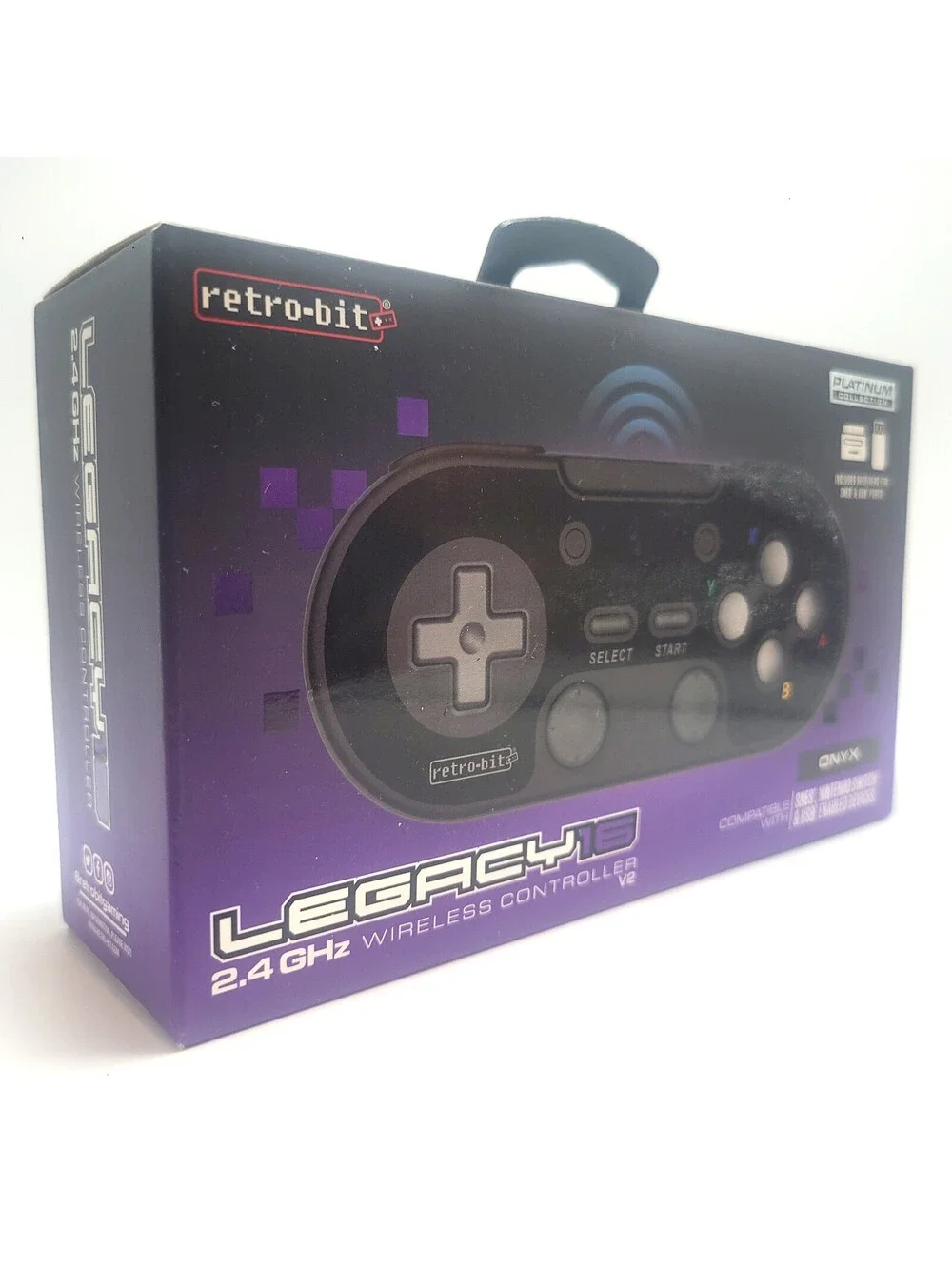 Retro-Bit Legacy 16 Wireless 2.4GHz Controller for SNES, Switch, PC, Mac - Black